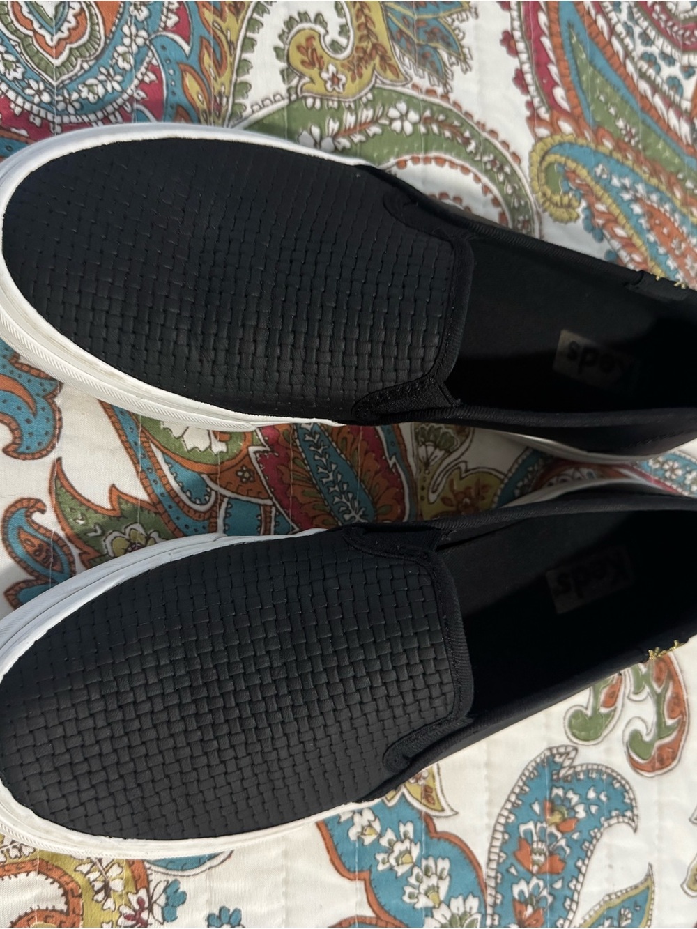 Keds Black Woven Slip-On Sneakers EUC 6.5